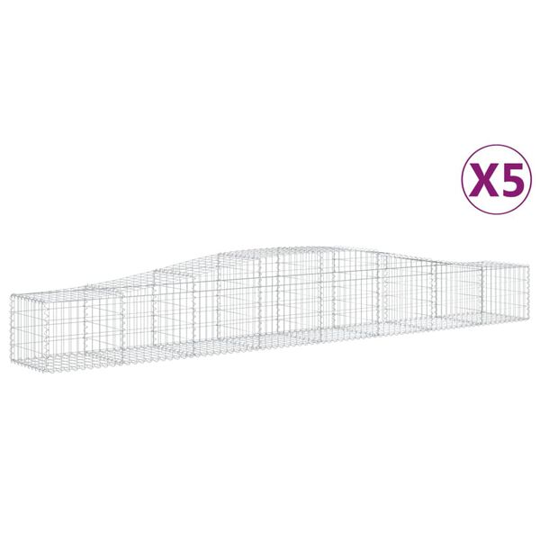 vidaXL Arched Gabion Baskets 5 pcs 400x50x40/60 cm Galvanised Iron