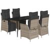 vidaXL 5 Piece Garden Dining Set with Cushions Grey Poly Rattan