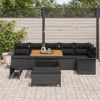 vidaXL Garden Sofa Set with Cushion 9 pcs Black Poly Rattan