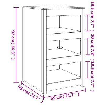 vidaXL Outdoor Kitchen Cabinet 55x55x92 cm Solid Wood Pine