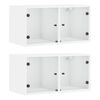 vidaXL Wall Cabinets with Glass Doors 2 pcs White 68.5x37x35 cm