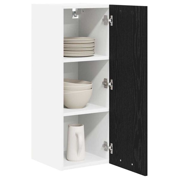 vidaXL Hanging Cabinet 2 pcs Black Oak and White 30 x 31 x 80 cm