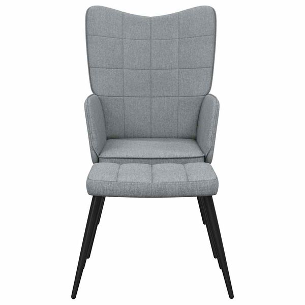 vidaXL Relaxing Chair with a Stool Light Grey Fabric