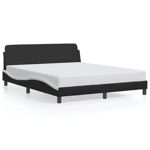 vidaXL Bed Frame "Dover" Black and White 152x203 cm Queen Faux Leather