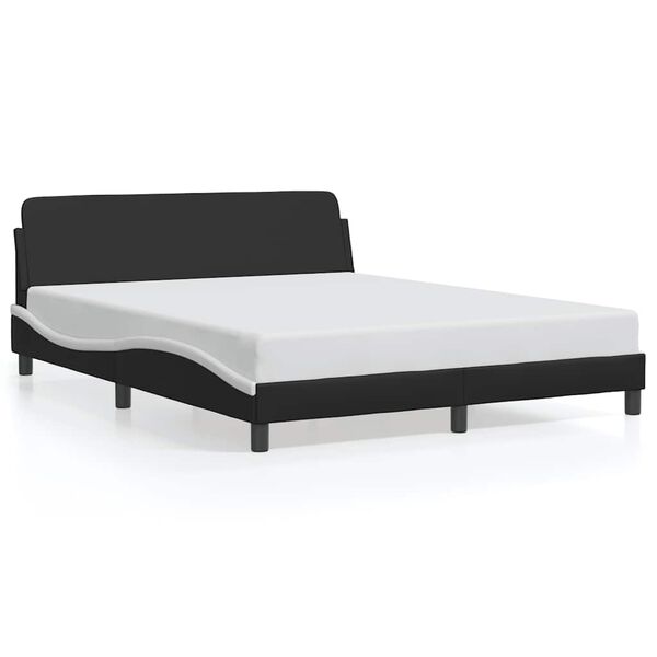 vidaXL Bed Frame "Dover" Black and White 152x203 cm Queen Faux Leather