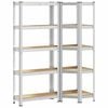 vidaXL 2 Piece 5-Layer Shelves Set Silver Steel&Engineered Wood