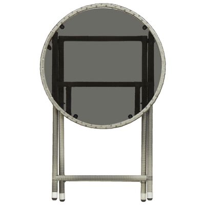vidaXL Tea Table Grey 60 cm Poly Rattan and Tempered Glass