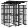 vidaXL Outdoor Dog Kennel with Roof Steel 3.69 m&sup2;