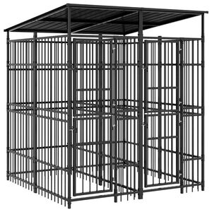 vidaXL Outdoor Dog Kennel with Roof Steel 3.69 m&sup2;