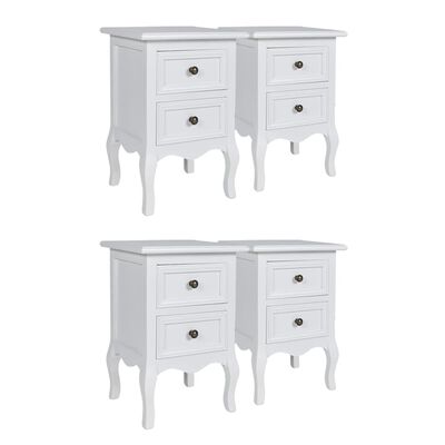 vidaXL Nightstands 4 pcs with 2 Drawers MDF White