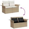 vidaXL Garden Sofa with Cushion Beige 141 x 62 x 69cm Poly Rattan