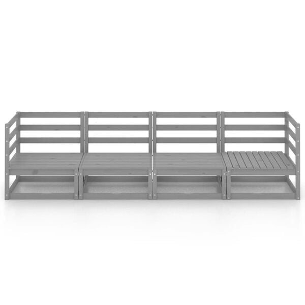 vidaXL Garden 4-Seater Sofa Grey Solid Pinewood