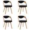 vidaXL Dining Chairs 4 pcs Black Bent Wood and Faux Leather