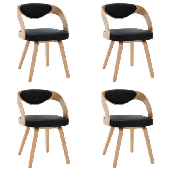 vidaXL Dining Chairs 4 pcs Black Bent Wood and Faux Leather