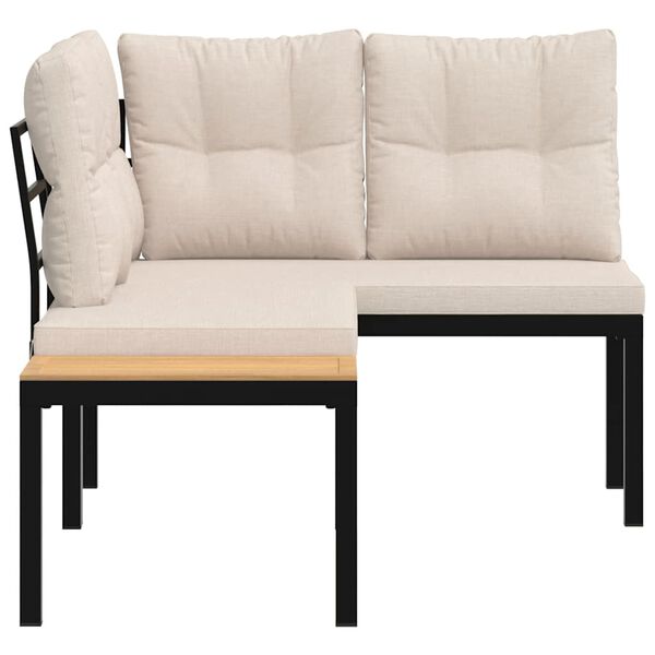 vidaXL Garden Benches 2 pcs with Cushions Black Powder-coated Steel