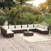 vidaXL 11 Piece Garden Lounge Set with Cushions Poly Rattan Brown
