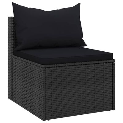 vidaXL 4 Piece Garden Sofa Set with Cushions Black Poly Rattan