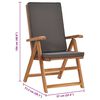 vidaXL Reclining Garden Chairs with Cushions 2 pcs Solid Teak Wood Grey