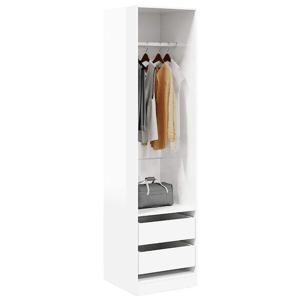 vidaXL Wardrobe with Drawers High Gloss White 50x50x200 cm Engineered Wood