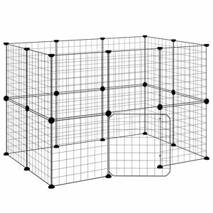 vidaXL 20-Panel Pet Cage with Door Black 35x35 cm Steel