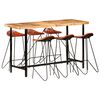 vidaXL 7 Piece Bar Set Solid Wood Acacia and Real Leather