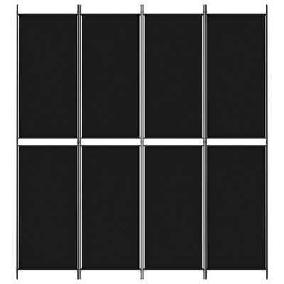 vidaXL 4-Panel Room Divider Black 200x220 cm Fabric