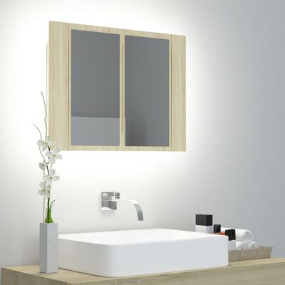vidaXL LED Bathroom Mirror Cabinet Sonoma Oak 60x12x45 cm