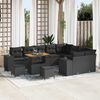 vidaXL Garden Sofa Set with Cushion 12 pcs Black Poly Rattan