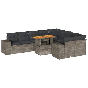 vidaXL Garden Sofa Set | Grey | PE rattan | Medium to Large