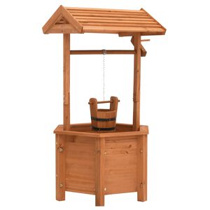 vidaXL Wishing Well Planter | Brown | Firwood with water based paint | Medium
