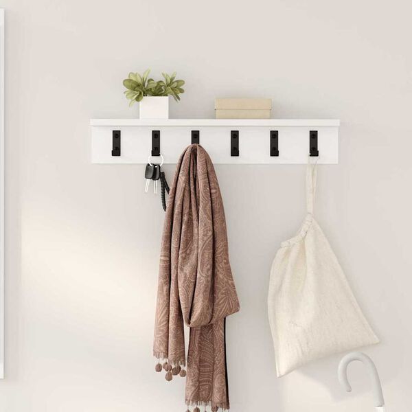 vidaXL Wall-Mounted Coat Rack Wall-mounted White 60 x 10.5 x 10.5 cm