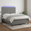 vidaXL Box Spring Bed with Mattress&LED Dark Grey 137x187 cm Double Size Fabric