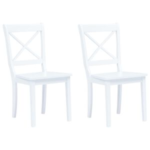 vidaXL Dining Chairs 2 pcs White Solid Rubber Wood