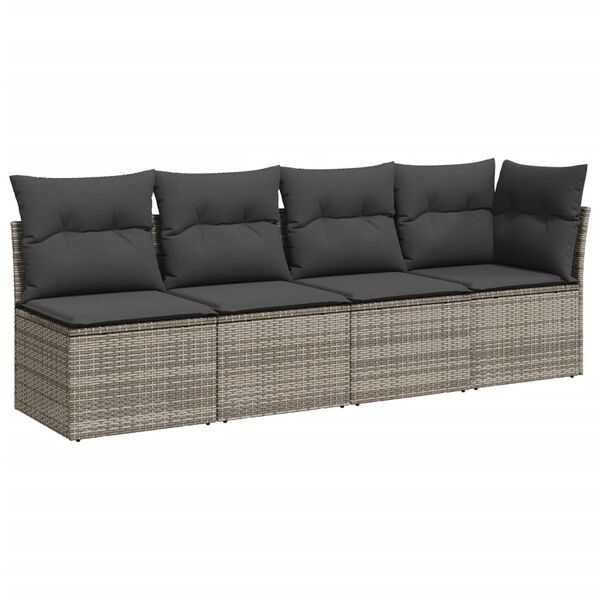 vidaXL 8 Piece Garden Sofa Set with Cushions Grey Poly Rattan