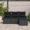 vidaXL Sofa Set with Cushion 4 pcs Black Poly Rattan