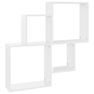 vidaXL Wall Cube Shelf High Gloss White 80x15x78.5 cm Engineered Wood