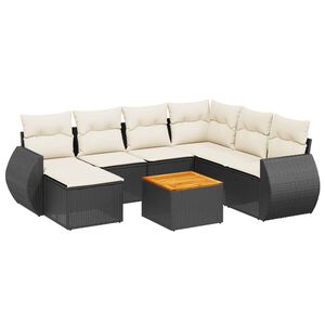 vidaXL 8 Piece Garden Sofa Set with Cushions Black Poly Rattan