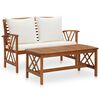 vidaXL 2 Piece Garden Lounge Set with Cushions Solid Acacia Wood