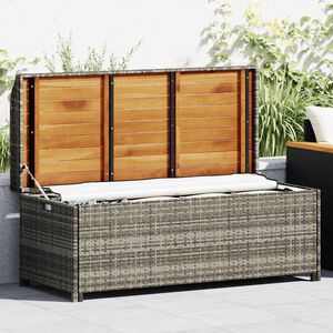 vidaXL Garden Storage Bench 120 cm Poly Rattan Grey