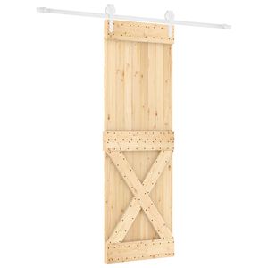 vidaXL Sliding Door 80 x 210 cm Solid Pine Wood Natural and White