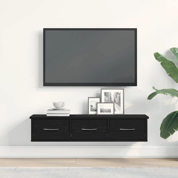 vidaXL Wall Cabinet Black Oak 88x26x18.5 cm Engineered Wood