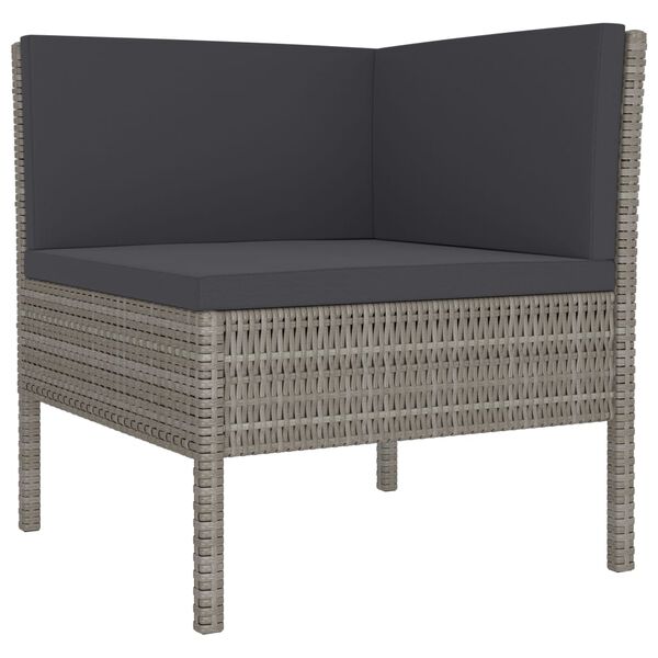 vidaXL 3 Piece Garden Lounge Set with Cushions Poly Rattan Grey