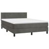 vidaXL Box Spring Bed with Mattress Dark Grey 152x203 cm Queen Velvet