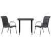 vidaXL 3 Piece Garden Dining Set Black Steel and Textilene