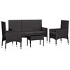 vidaXL 4 Piece Garden Lounge Set with Cushions Black Poly Rattan
