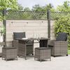 vidaXL 4 Piece Garden Sofa Set with Cushions Grey Poly Rattan