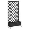 vidaXL Planter with Trellis and Wheels Black Solid Wood Fir