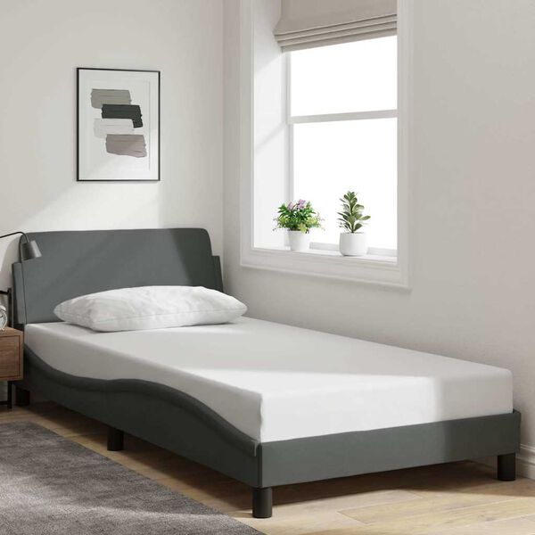vidaXL Bed Frame "Dover" Dark Grey 107x203 cm King Single Fabric