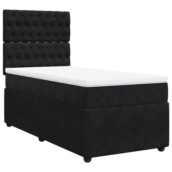 vidaXL Box Spring Bed with Mattress Black King Single Velvet