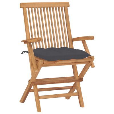 vidaXL Garden Chairs with Anthracite Cushions 2 pcs Solid Teak Wood